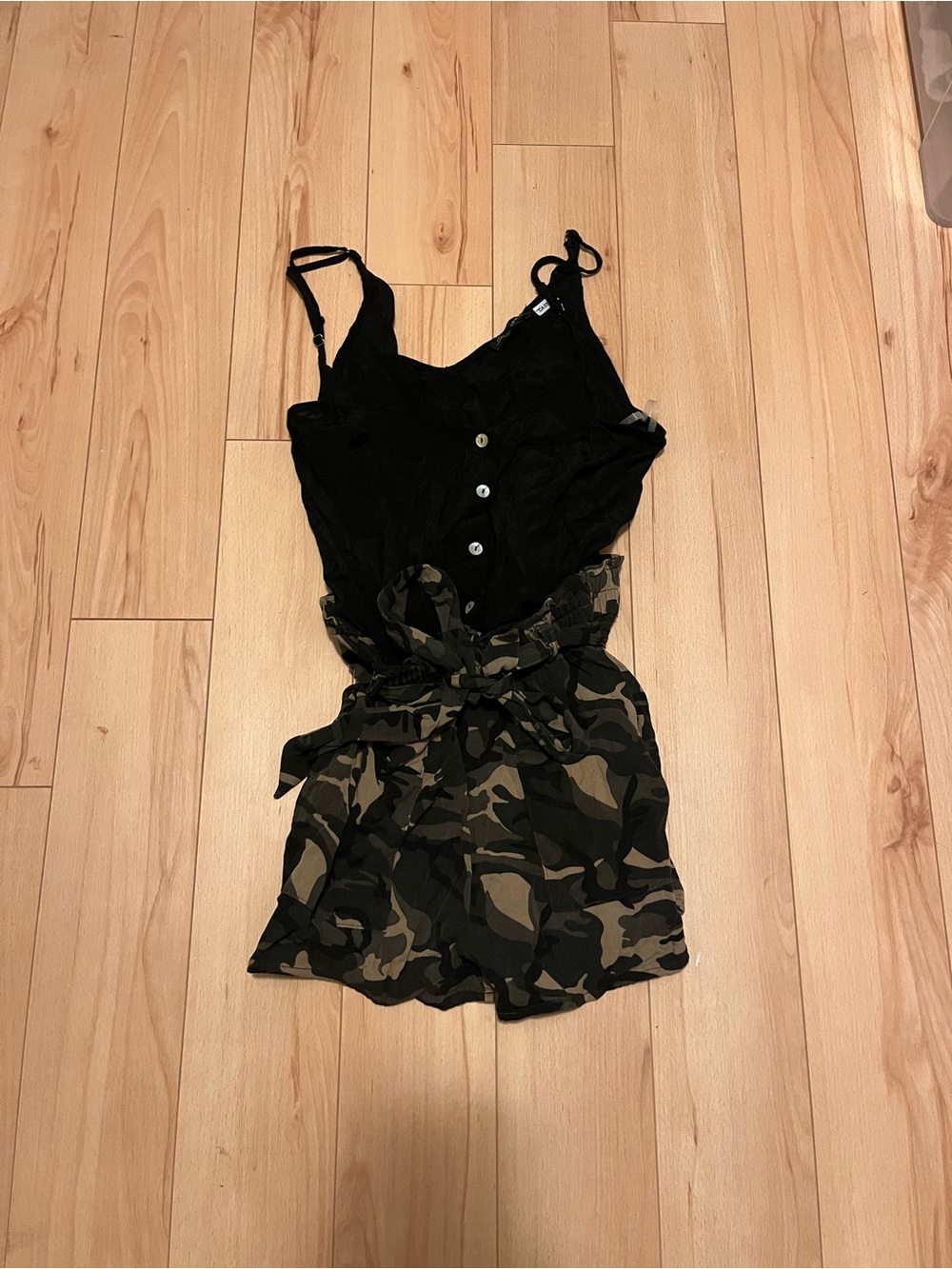 Shinestar Black & Olive Camo Paperbag Romper